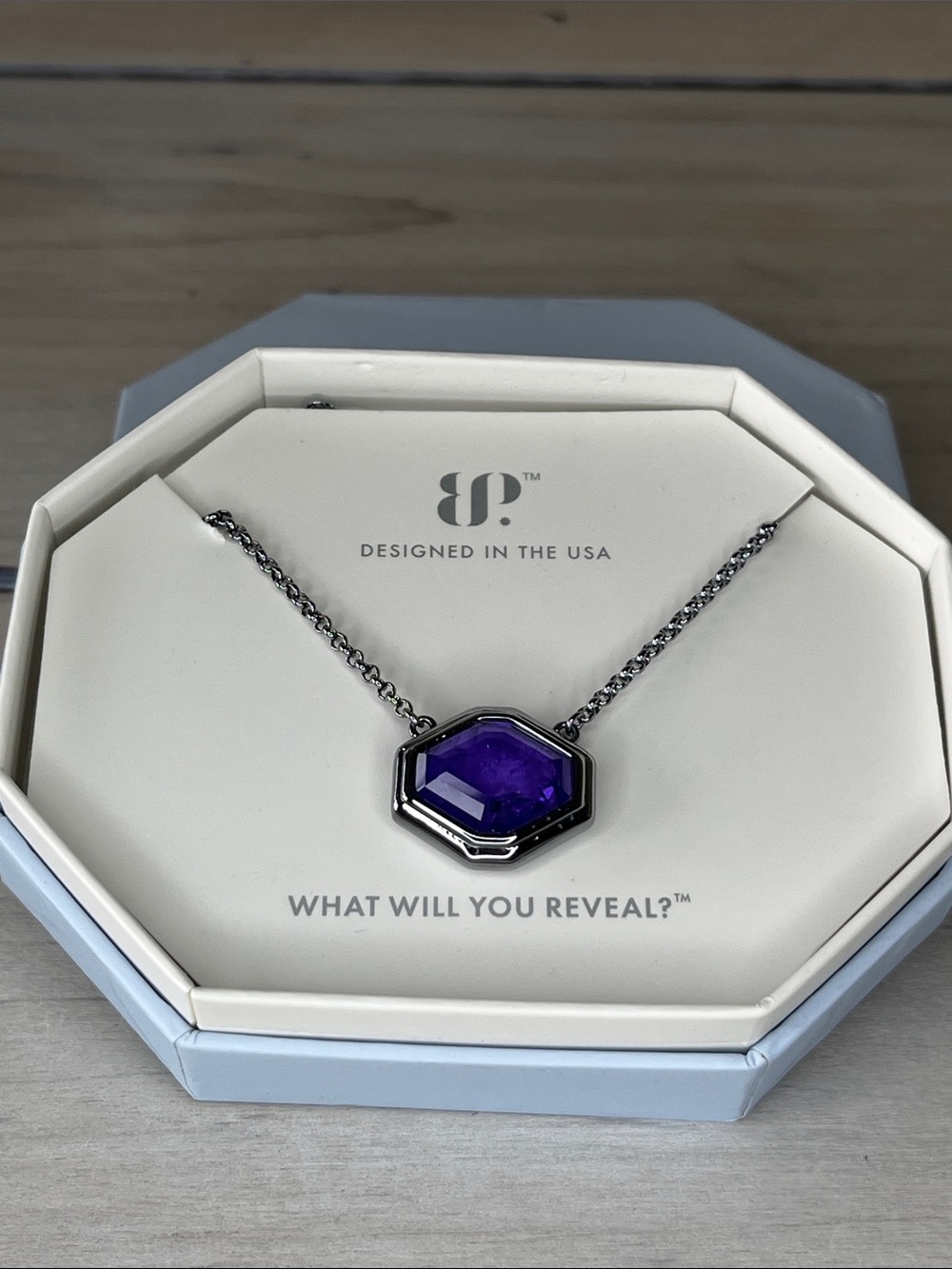 Bomb Party Amethyst w Quartz Hexagon Pendant Necklace
